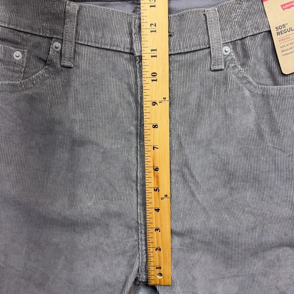Levi's 505 Pants Mens 38x32 Gray Corduroy Regular Fit Straight Leg Stretch
